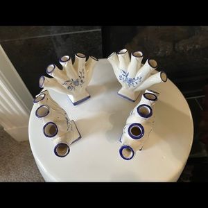 4 Tulipiere vases five finger & rectangle vase